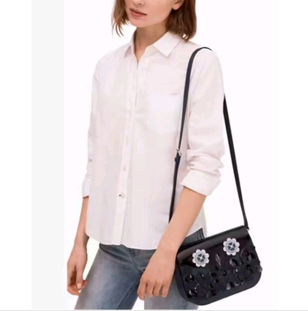 KATE SPADE Zibbi Nightcap Owl Navy Leather Patent Trim Small Crossbody HandBag